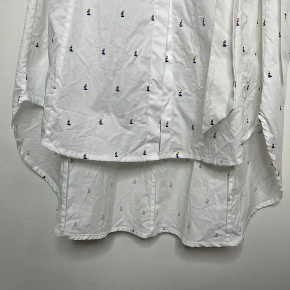 Vivienne Hu Cotton Button Shirt Dress Boat Print with Tie Size M - Picture 12 of 16